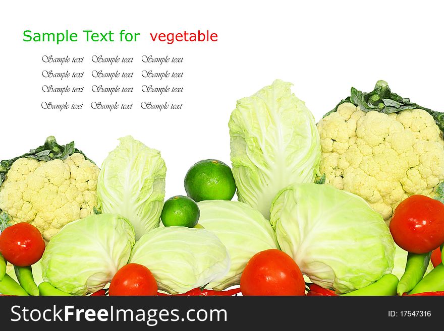 Fresh vegetables on the white background