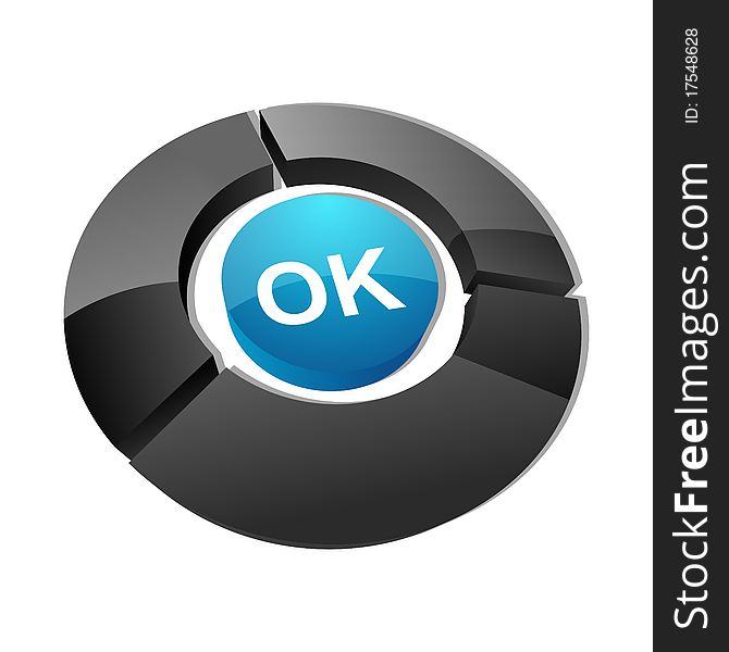 Illustration of ok button on white background