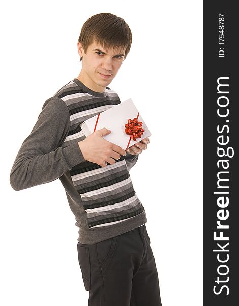 Handsome Smiley Man Holding Gift