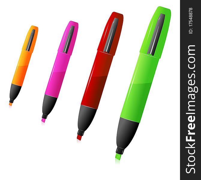 Illustration of colorful highlighter on white background