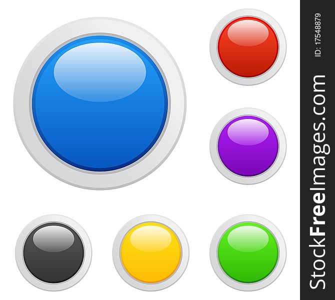 Illustration of multicolored buttons on white background