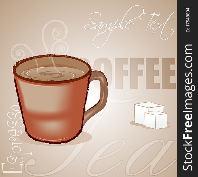 Illustration of coffee cup with sample text