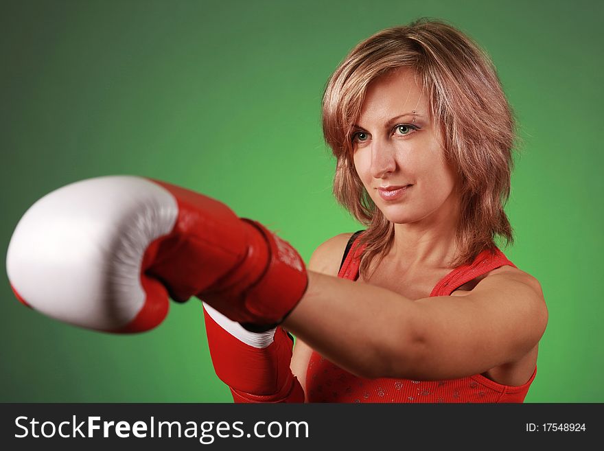 Beautiful girl with boxing gloves. Beautiful girl with boxing gloves