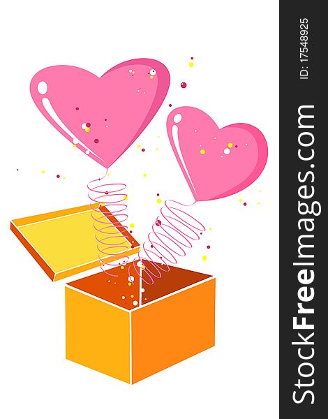 Illustration of valentine card with hearts on white background