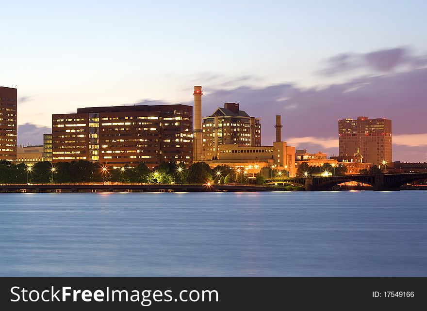 Sunset in Boston Charles River.