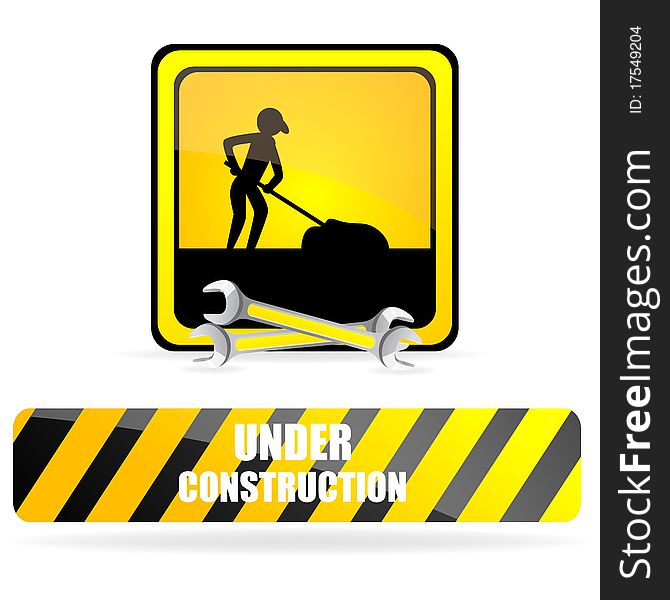 Illustration of under construction on isolated background