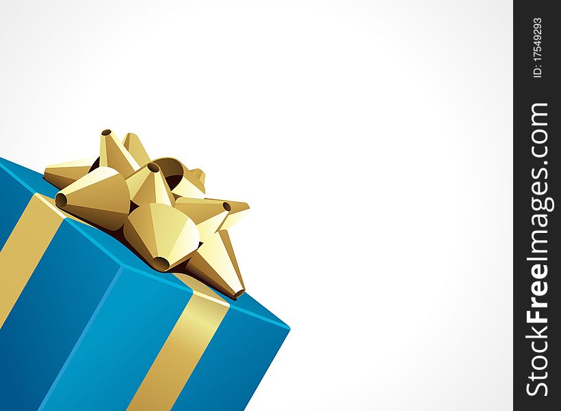 Blue gift with gold bow