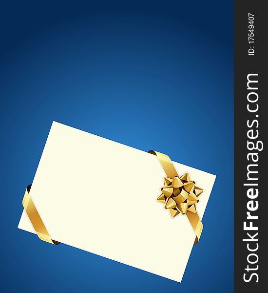 Greeting card with gold bow