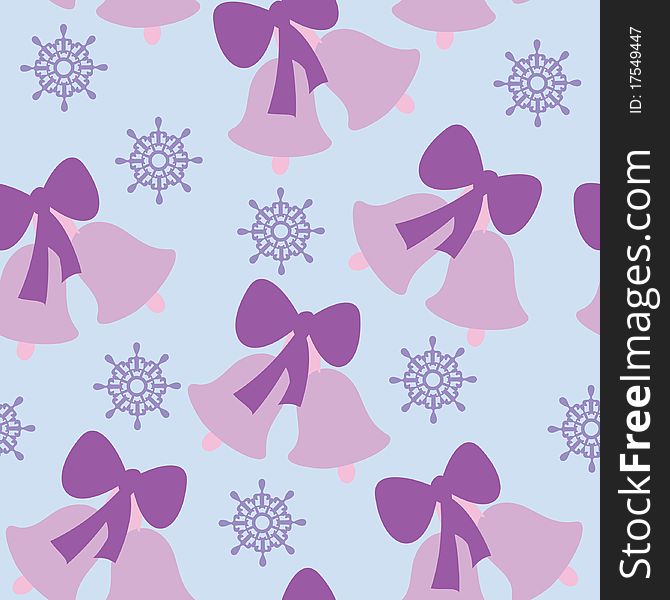 Jingle bells seamless pattern with snowflakes