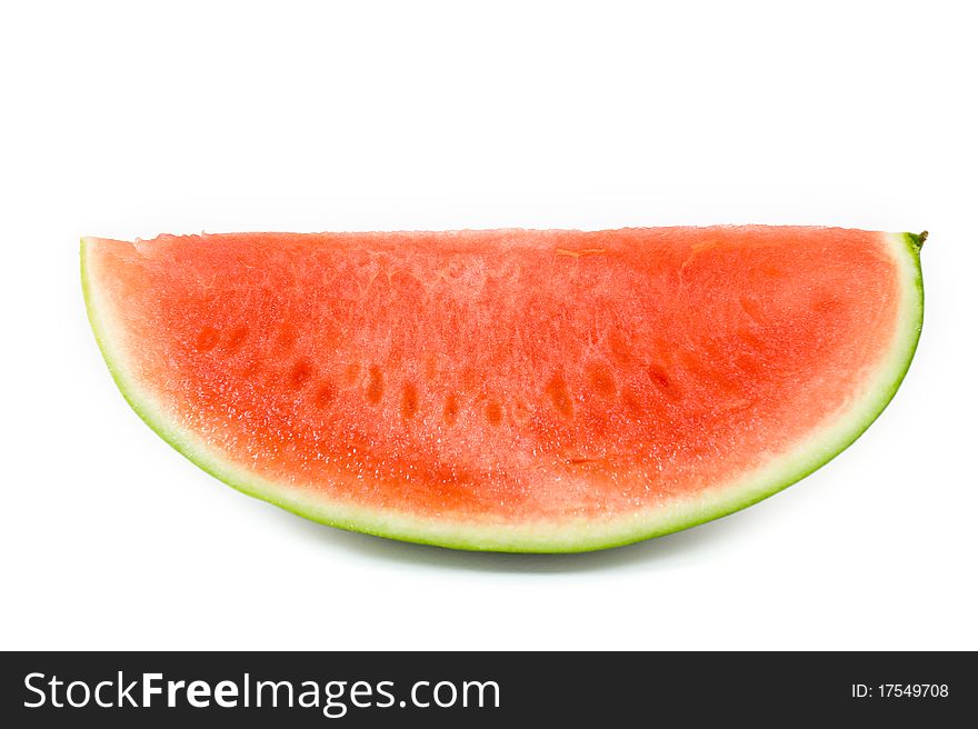 Section of Ripe Sliced Green Watermelon Isolated on White Background. Section of Ripe Sliced Green Watermelon Isolated on White Background.