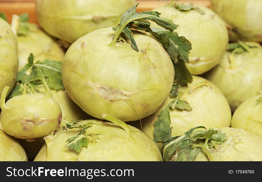 Fresh green turnip-rooted cabbage. Fresh green turnip-rooted cabbage