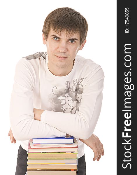 Young boy reading a book on floor