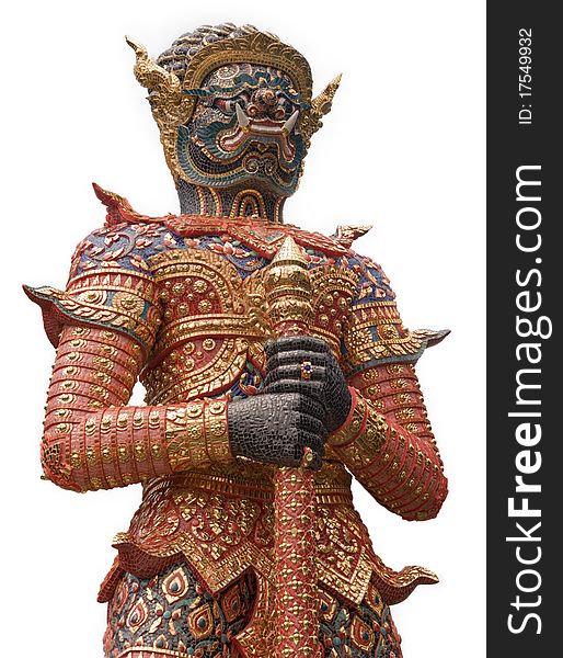 Giant demon statue standing on white background, Thailand. Giant demon statue standing on white background, Thailand.