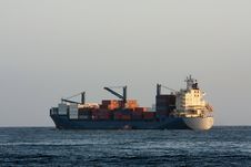 Container Cargo Ship At Sea. Royalty Free Stock Photo