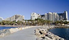 View On The Beach And Resort Hotels In Eilat City Stock Photography