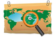 Map With Compass And Lens Royalty Free Stock Image
