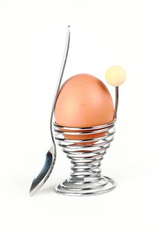 Boiled Egg With Spoon Royalty Free Stock Photo