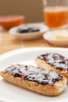 Breakfast With Butter And Jam Royalty Free Stock Photography Breakfast With Butter And Jam Royalty Free Stock Photography