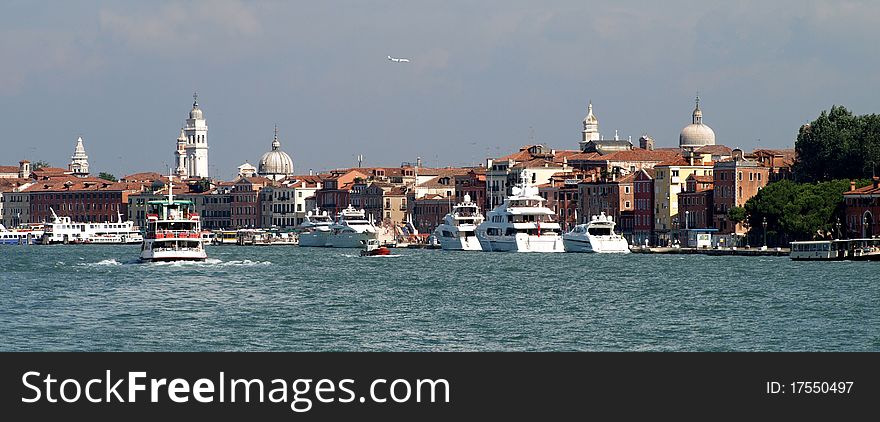 Yachts and aircraft in Venice