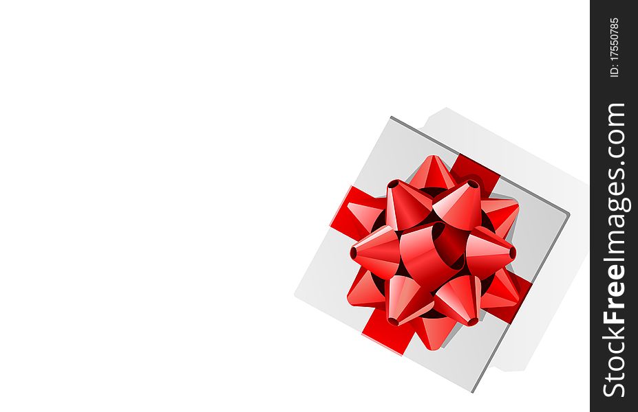 White gift top view with red bow vector background