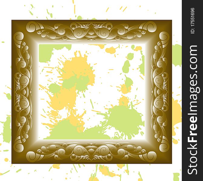 Golden vintage frame isolated on blurs background.Vector illustration.