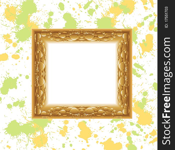 Golden vintage frame isolated on blurs background.Vector illustration.