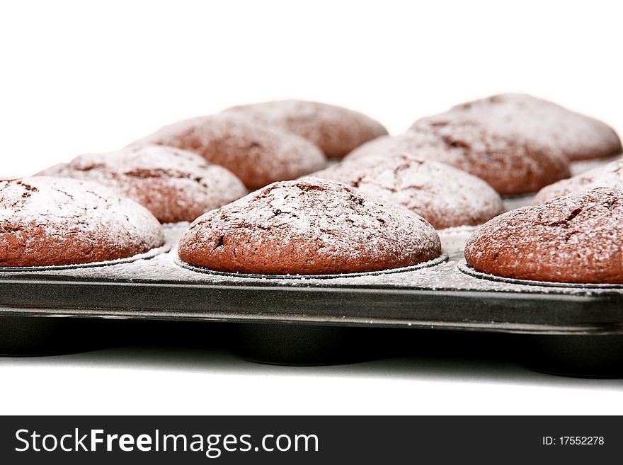Chocolate Muffins In Baking Tray
