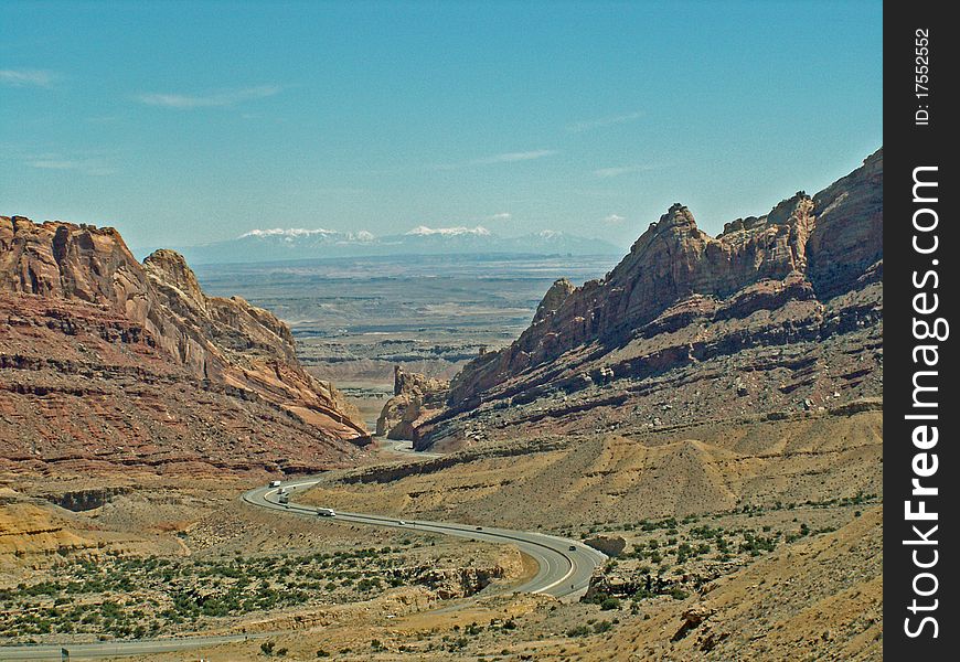 I-70 through Wolf Pass in Utah. I-70 through Wolf Pass in Utah