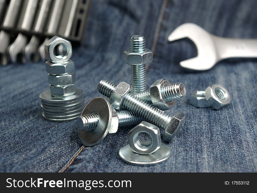 Metal bolts, nuts and washers