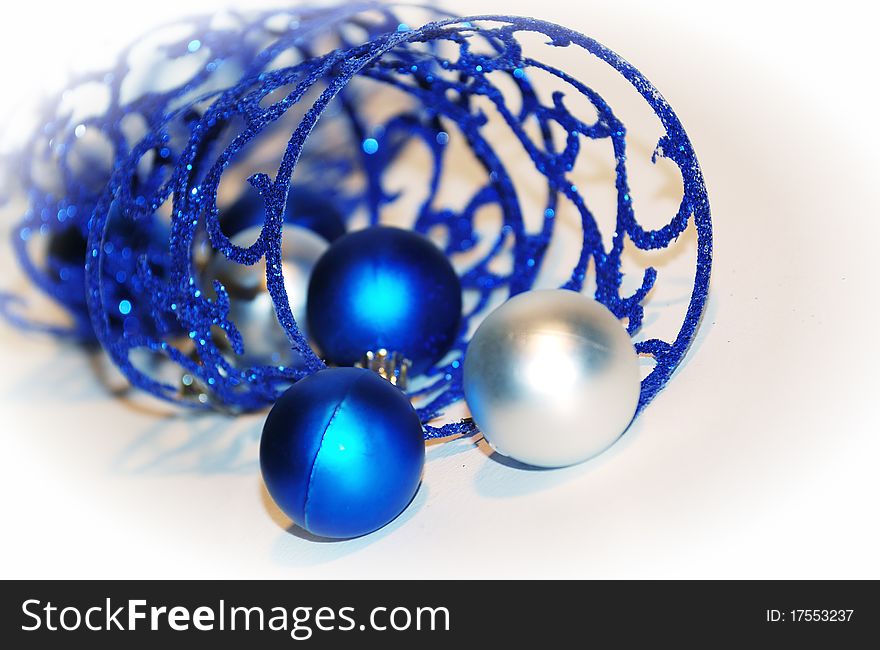 Close-up blue curling ribbon