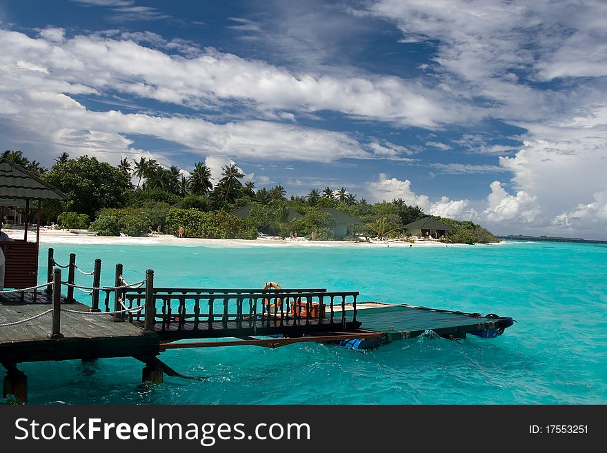 Seaside of resort on maldivian island. Seaside of resort on maldivian island