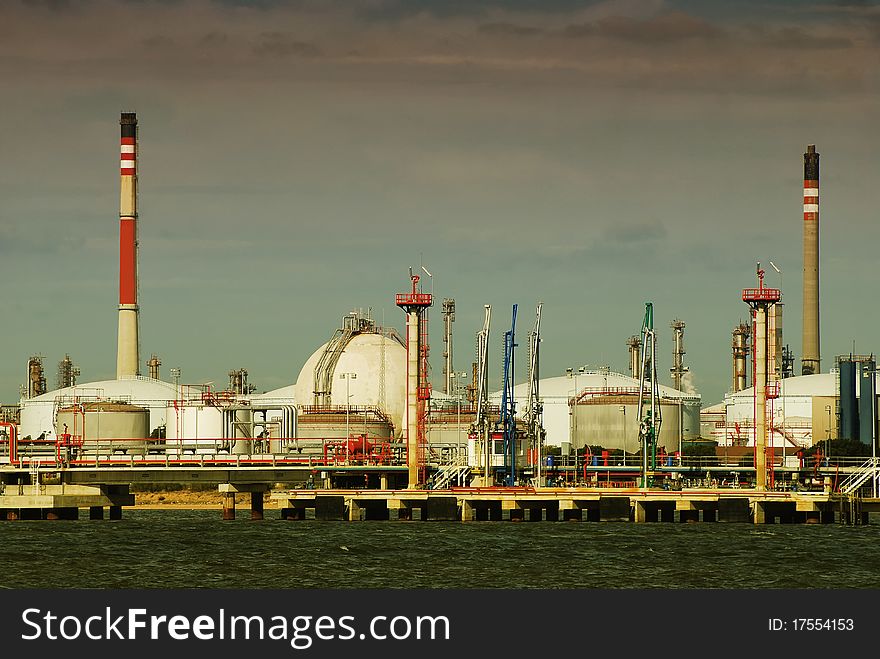 Part of big refinery complex.