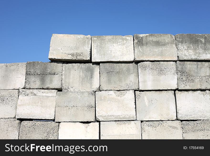 Concrete blocks and blue sky