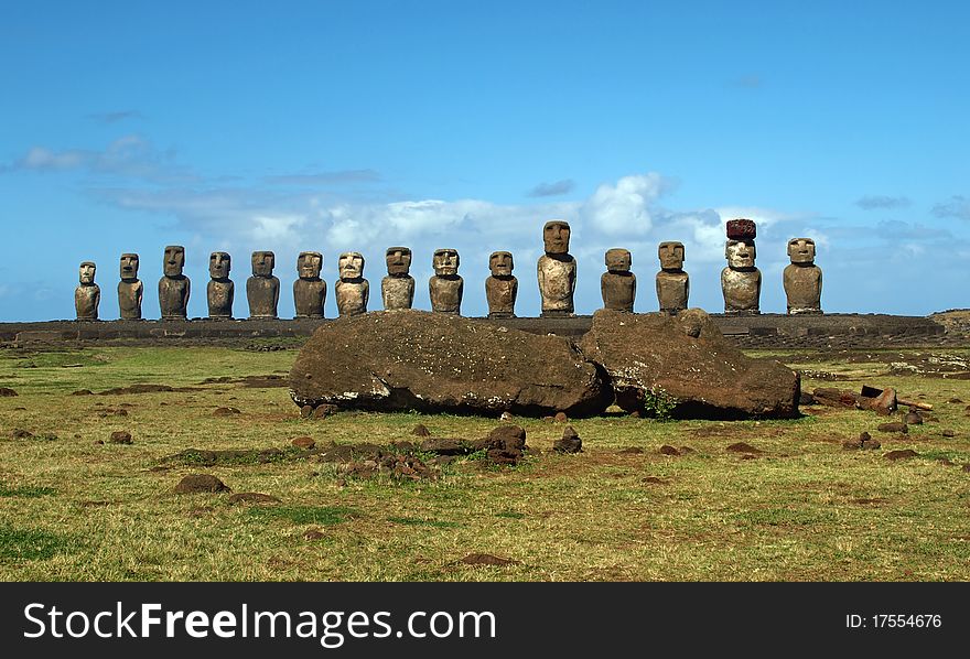 Moai in Rano Raraku, Easter Island, Chile. Moai in Rano Raraku, Easter Island, Chile.