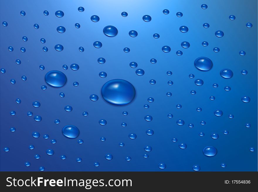Illustration of water drops background on white background