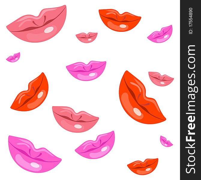 Illustration of lady lips on white background