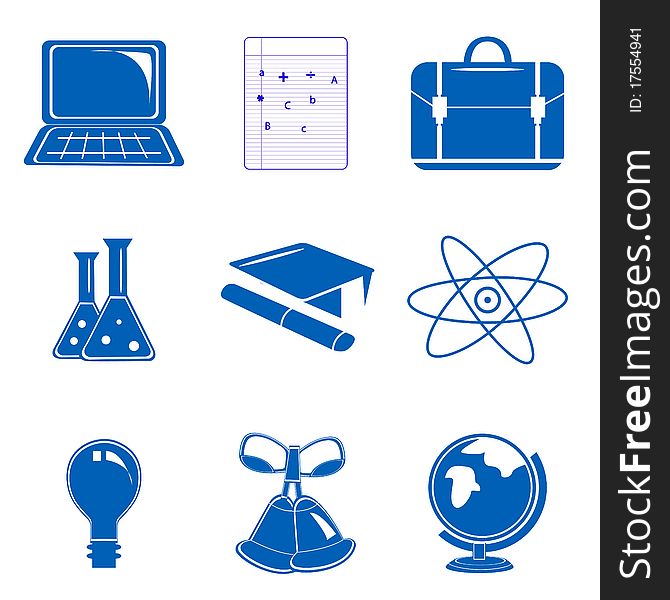 Illustration of study icons on white background