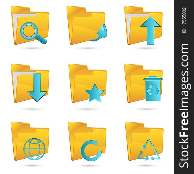 Illustration of different folders icon on white background