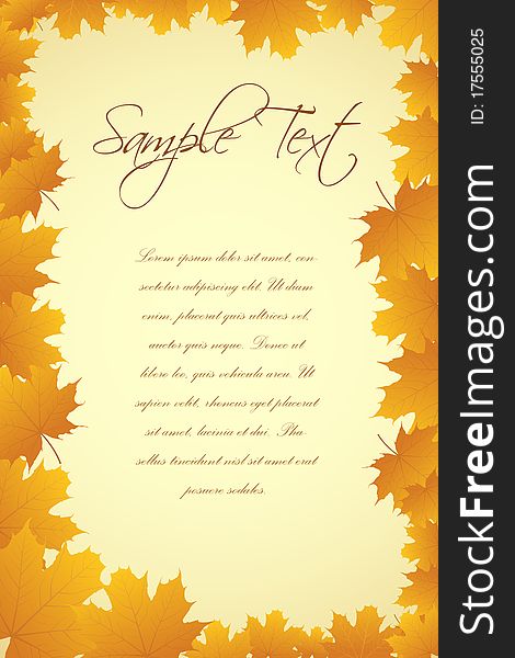 Illustration of autumn card on white background