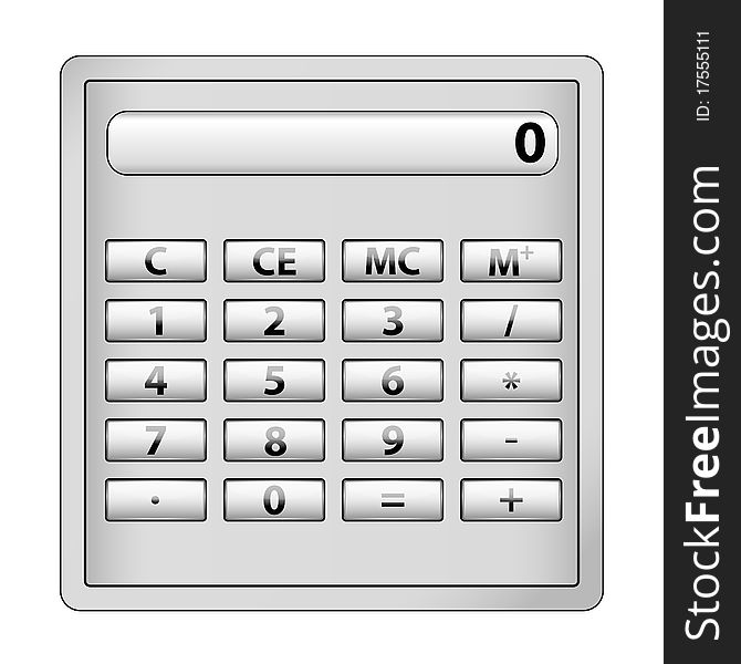 Illustration of calculator icon on white background