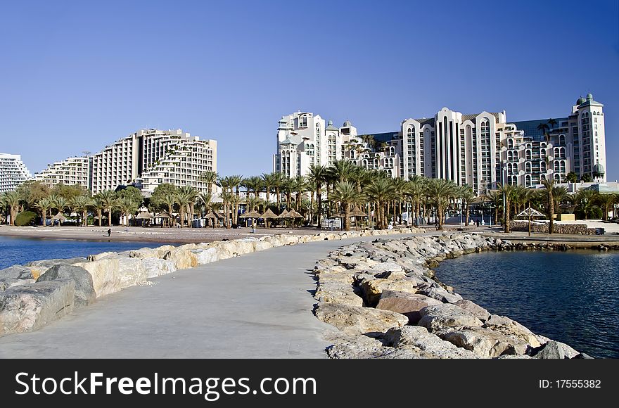 View On The Beach And Resort Hotels In Eilat City