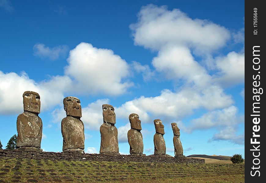 Moai in Rano Raraku, Easter Island, Chile. Moai in Rano Raraku, Easter Island, Chile.