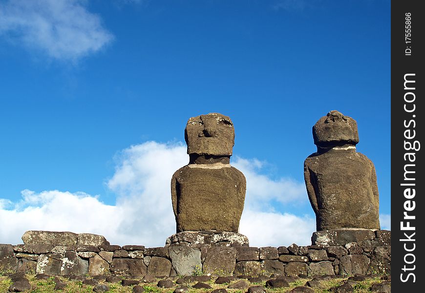 Moai in Rano Raraku, Easter Island, Chile. Moai in Rano Raraku, Easter Island, Chile.