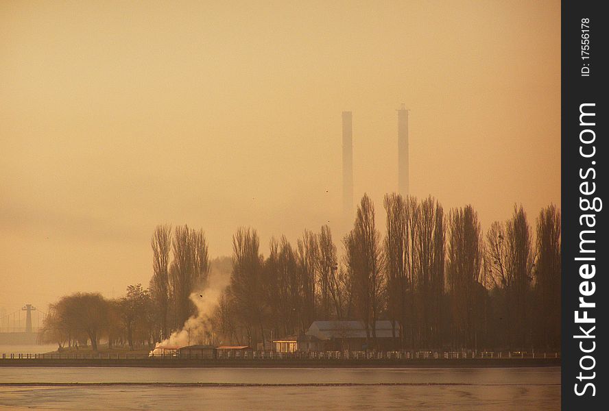 Bacau photographed city in the morning, when pollution levels are high. Bacau photographed city in the morning, when pollution levels are high