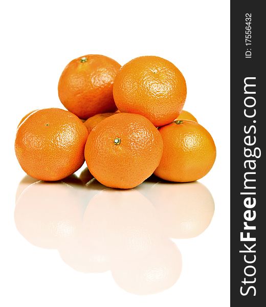 Group of mandarin fruit, isolated on white