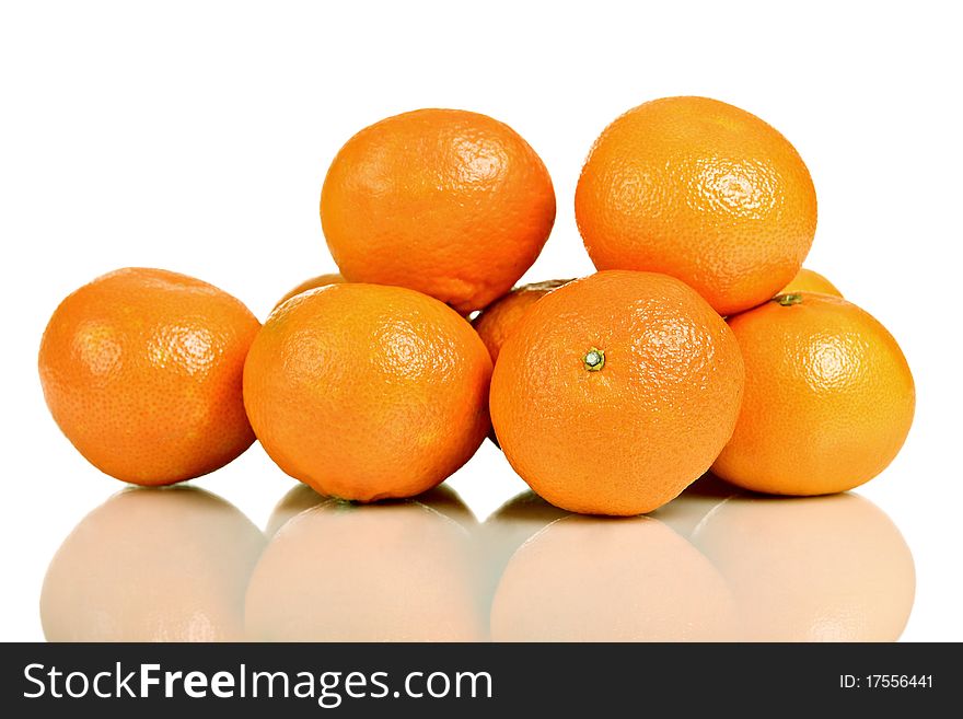 Group of mandarin fruit, isolated on white