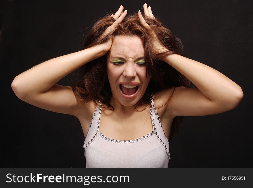 Portrait of the shouting girl