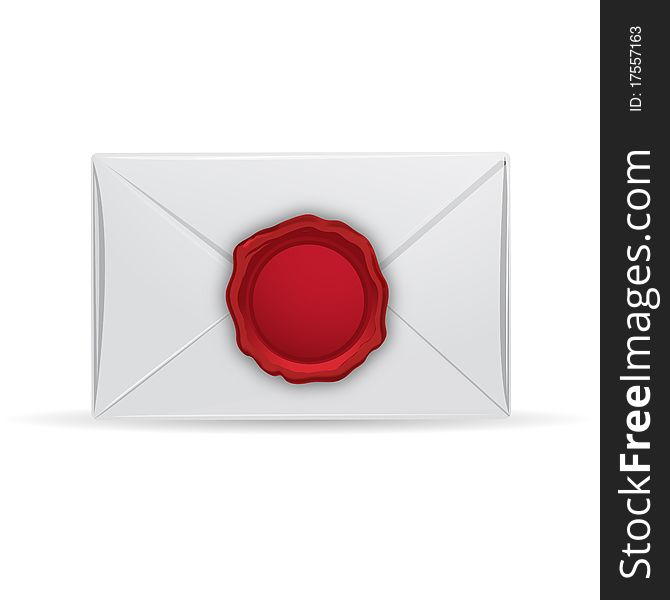 Illustration of letter with seal on white background