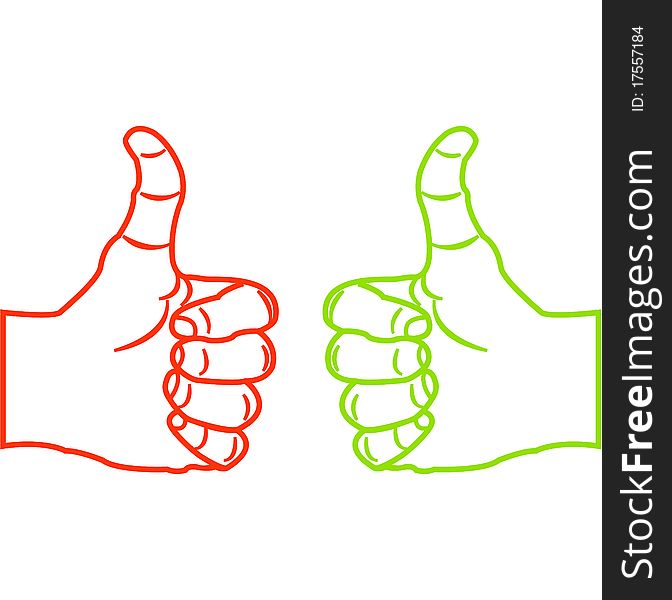 Illustration of thumbs up sketch on white background