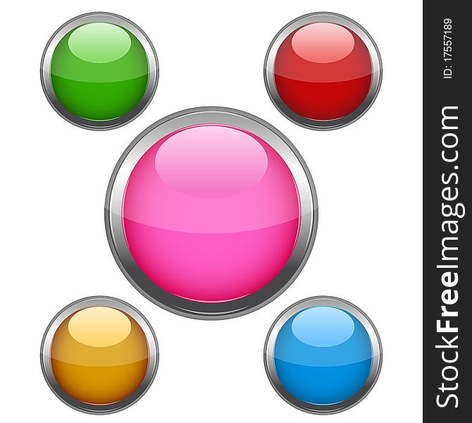 Illustration of multi colored buttons on white background